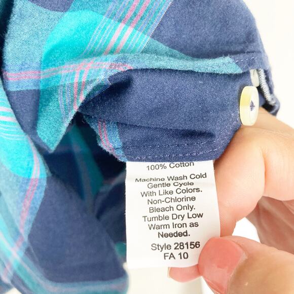 J. Crew Blue Plaid Long Sleeve Button Down Sz L - Picture 3 of 5